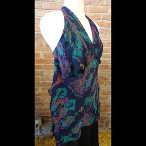 Lane Bryant Navy Blue/Multi Color Halter Top